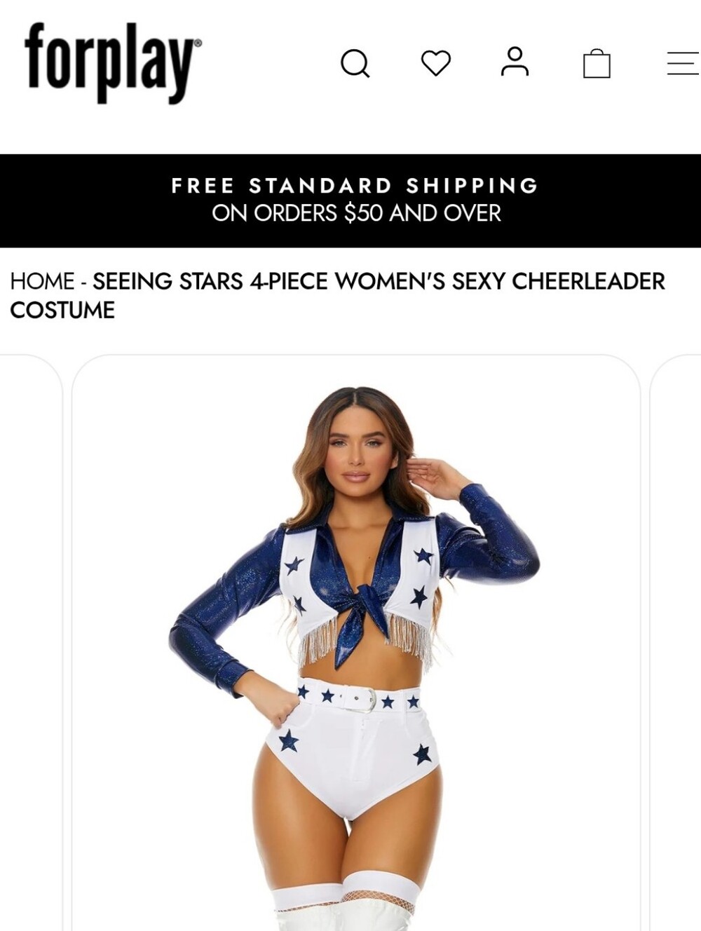 Forplay Seeing Stars Cheerleader Costume Replacement Crop Top ONLY Metallic XS/S